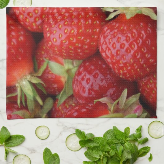 Veel aardbeien theedoek (Gevouwen)