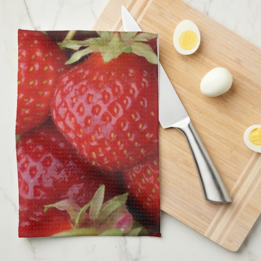 Veel aardbeien theedoek (Quarter Fold)