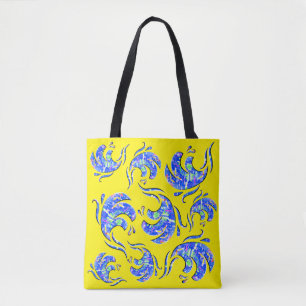 Veel abstracte kunstgolven tote bag