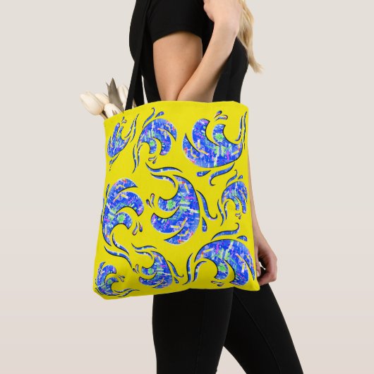 Veel abstracte kunstgolven tote bag (Dichtbij)