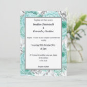 VEEL  AQUA ZUIVER WIT WEDING KAART (Staand voorkant)