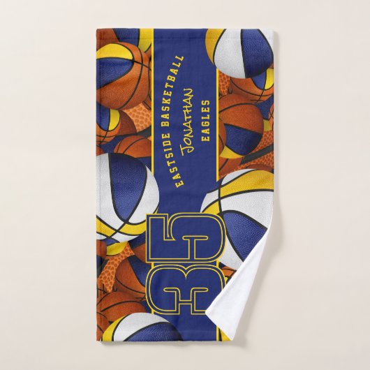 Veel basketballen aangepaste atleet naam blauw gou handdoek (Handdoek)