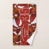 Veel basketballen aangepaste atleet naam rood wit handdoek (Handdoek)