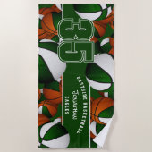 Veel basketballen aangepaste speler naam groen wit strandlaken (Voorkant)