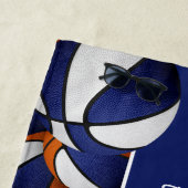 Veel basketballen atleet naam blauw wit strandlaken (In situ)