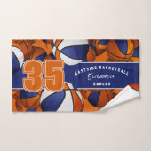 Veel basketballen met blauw sinaasappel teamkleure handdoek (Handdoek)