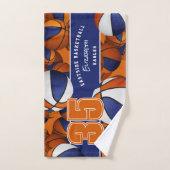 Veel basketballen met blauw sinaasappel teamkleure handdoek (Handdoek)