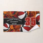 Veel basketballen op maat atleet naam rood zwart handdoek (Handdoek)