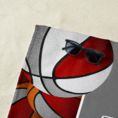 Veel basketballen rood grijs kinder teamspirit strandlaken (In situ)