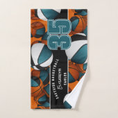 Veel basketballen sporten blauwgroen zwart team sp handdoek (Handdoek)