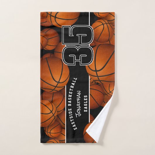 Veel basketballen teamspeler naam handdoek (Handdoek)