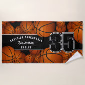 Veel basketballen teamspeler naam strandlaken (Voorkant)