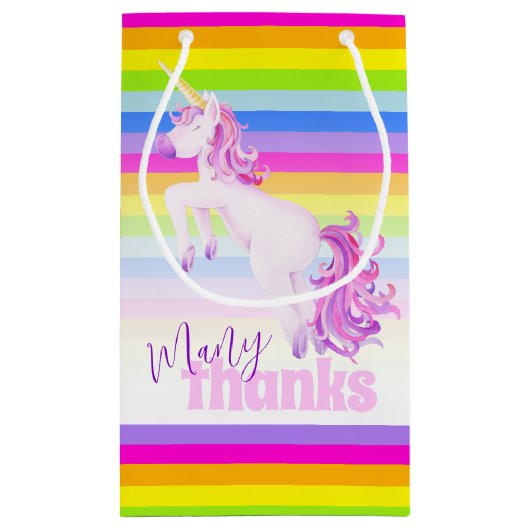 Veel bedankt eenhoorn-regenboogcadeautassen klein cadeauzakje (Achterkant)