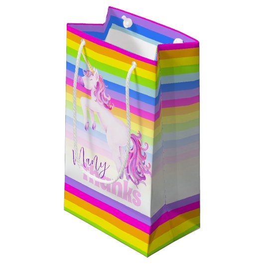 Veel bedankt eenhoorn-regenboogcadeautassen klein cadeauzakje (Voorkant Gekanteld)