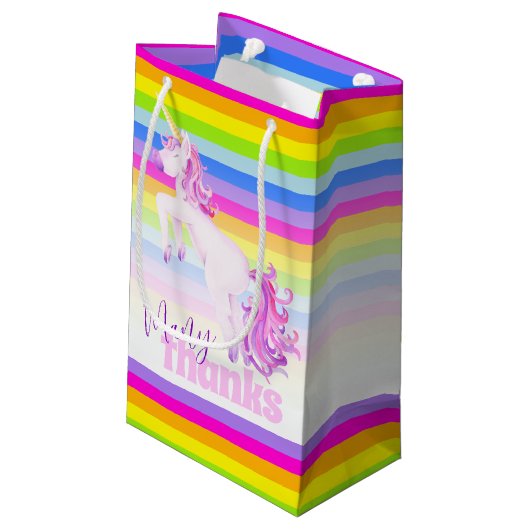 Veel bedankt eenhoorn-regenboogcadeautassen klein cadeauzakje (Achterkant Gekanteld)