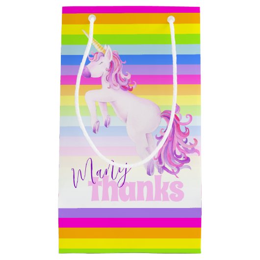 Veel bedankt eenhoorn-regenboogcadeautassen klein cadeauzakje (Voorkant)