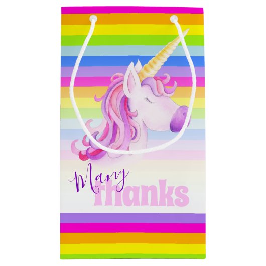 Veel bedankt eenhoorn-regenboogcadeautassen klein cadeauzakje (Achterkant)