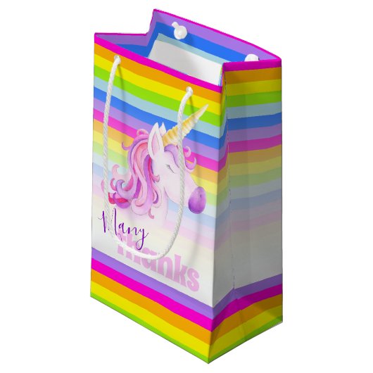Veel bedankt eenhoorn-regenboogcadeautassen klein cadeauzakje (Voorkant Gekanteld)