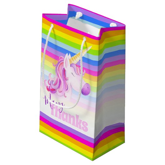 Veel bedankt eenhoorn-regenboogcadeautassen klein cadeauzakje (Achterkant Gekanteld)