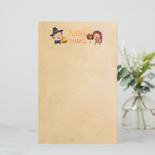 Veel Bedankt Pilgrim en Native Grateful Samen Briefpapier (Staand voorkant)