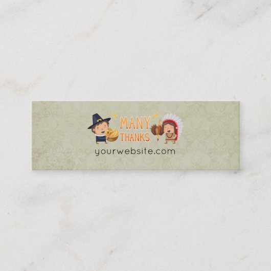 Veel Bedankt Pilgrim en Native Grateful Samen Mini Visitekaartje (Voorkant)