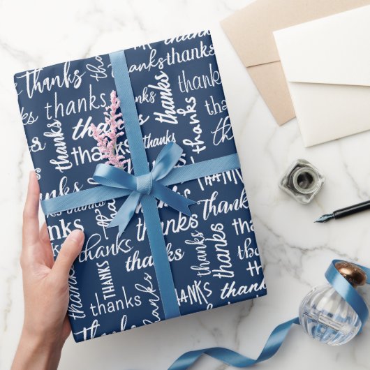 Veel Bedankt tekst op marineblauw Cadeaupapier (Geschenken)