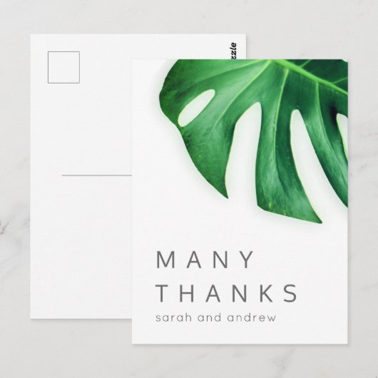 Veel Bedankt Tropical Palm Minimalist Bedankt Briefkaart (Voorkant / Achterkant)