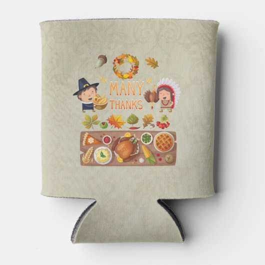 Veel Bedankt uit de pelgrim en de inheemse Thanksg Blikjeskoeler (Voorkant)