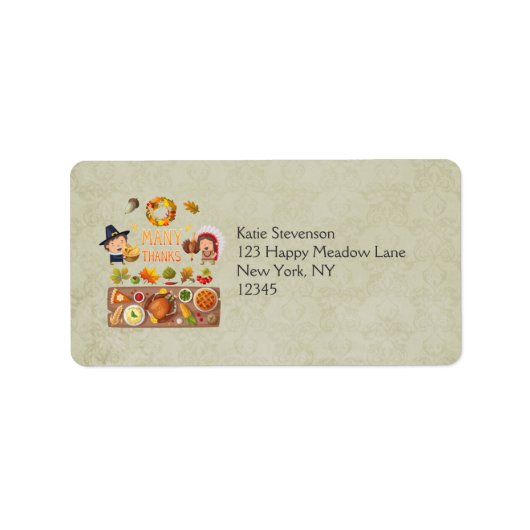 Veel Bedankt uit de pelgrim en de inheemse Thanksg Etiket (Voorkant)