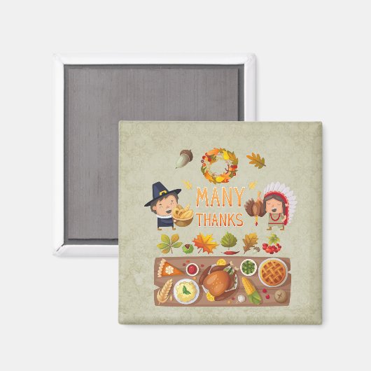 Veel Bedankt uit de pelgrim en de inheemse Thanksg Magneet (Voorkant / Achterkant)