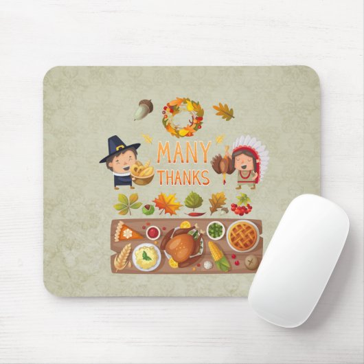 Veel Bedankt uit de pelgrim en de inheemse Thanksg Muismat (Met muis)