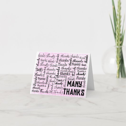 Veel BEDANKT Word Cloud op Gingham (Voorkant)