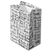Veel Bedankt zwarte tekst op wit Medium Cadeauzakje (Voorkant Gekanteld)