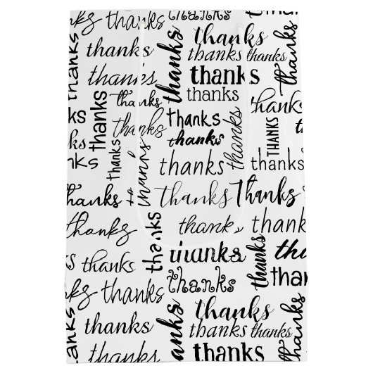 Veel Bedankt zwarte tekst op wit Medium Cadeauzakje (Achterkant)