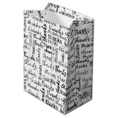 Veel Bedankt zwarte tekst op wit Medium Cadeauzakje (Achterkant Gekanteld)