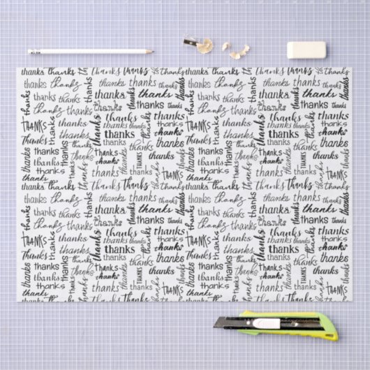 Veel Bedankt zwarte tekst op wit Tissuepapier (Craft)