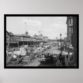 Veel bedrijven op West Street in New York 1901 Poster