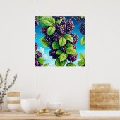 Veel blackberry fruit schilderij. poster (Keuken)