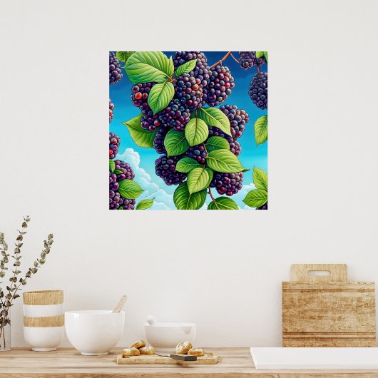 Veel blackberry fruit schilderij. poster (Keuken)
