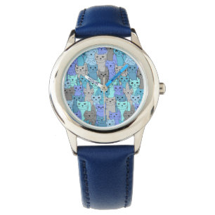 Veel blauw kattendesign — polshorloge horloge