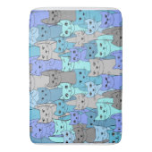 Veel blauw kattenontwerp badmat (Voorkant Verticaal)