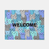 Veel blauw kattenontwerp deurmat (Voorkant)
