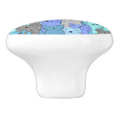 Veel blauwe katten ontwerpen keramische knop of tr (Zijkant)