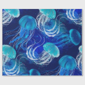 Veel blauwe kwallen zwemmen onder water. Slijpen Cadeaupapier (Vlak)
