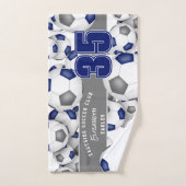 Veel blauwgrijze voetballen team spirit cadeaus handdoek (Handdoek)