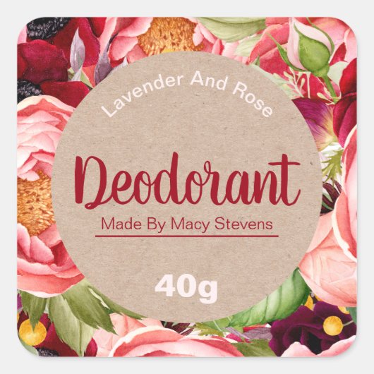 Veel bloemen kleurrijke pioen deodorant labels (Voorkant)