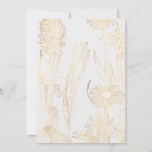 Veel bloemen met een gouden lijn. kaart (Achterkant)