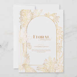 Veel bloemen met gouden lijn. kaart