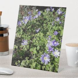 Veel bloemen reclamebord met voetstuk