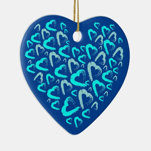 Veel Blue Hearts Keramisch Ornament (Rechts)